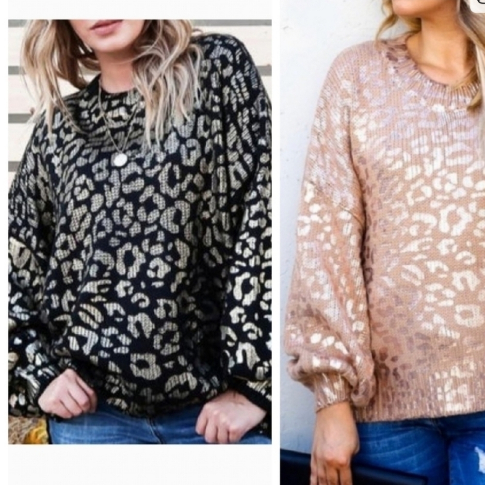 Black and Gold Cheetah Print Sweater..New Conditon